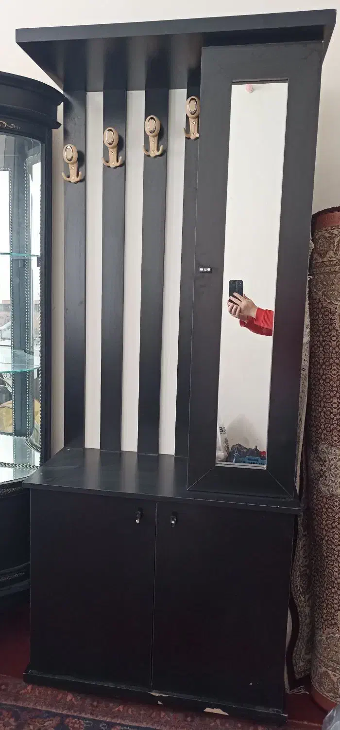 جاکفشی بزرگ با طراحی چند منظوره و درب آینه دار|جاکفشی، کمد، دراور|بازرگان, |دیوار