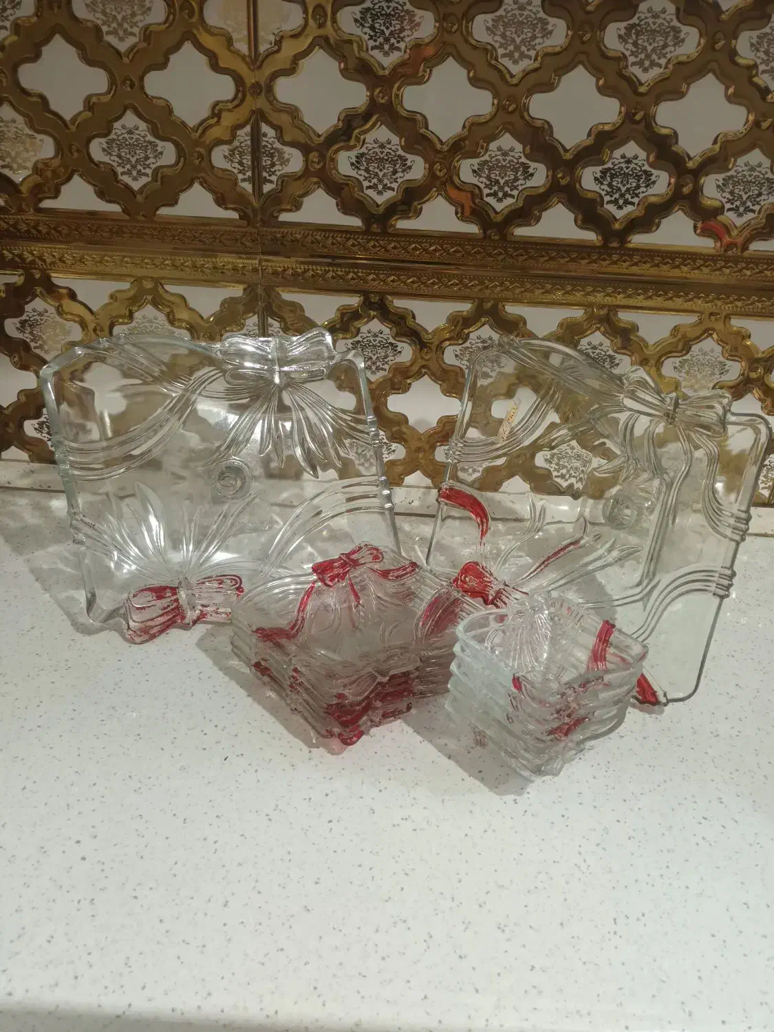 سرویس پاپیونی کریستال|ظروف سرو و پذیرایی|پاکدشت, خاتون آباد|دیوار