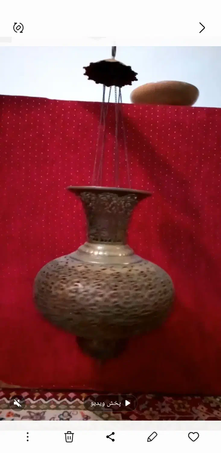 لنتر برنجی قاجاری مشبک آنتیک  واقعی ۷۵سانتی متر|کلکسیون اشیاء عتیقه|تهران, تهرانسر مرکزی|دیوار