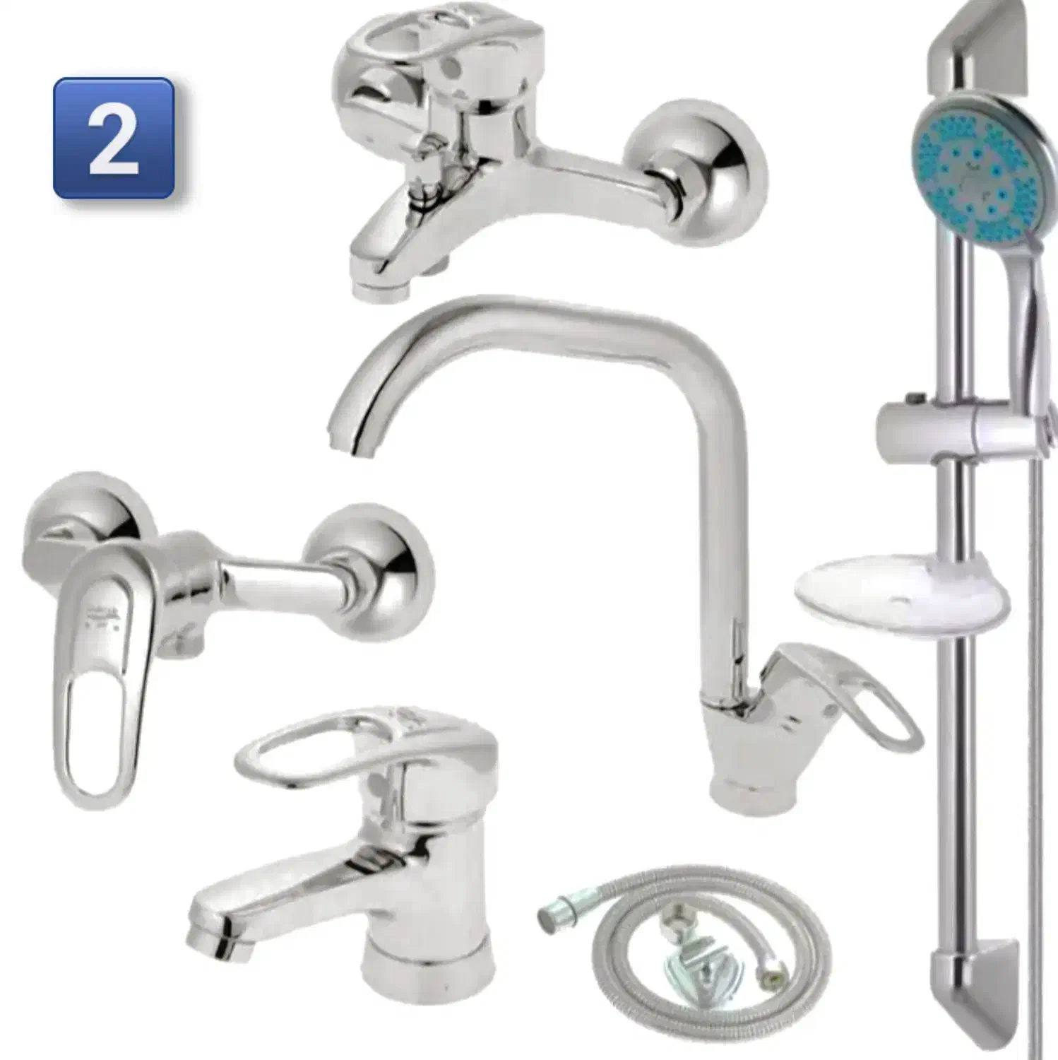 بسته کامل شیرآلات ۶ تکه کروم قیمت ۴۹۵۰ /جنس مرغوب|مصالح و تجهیزات ساختمان|قم, انسجام|دیوار