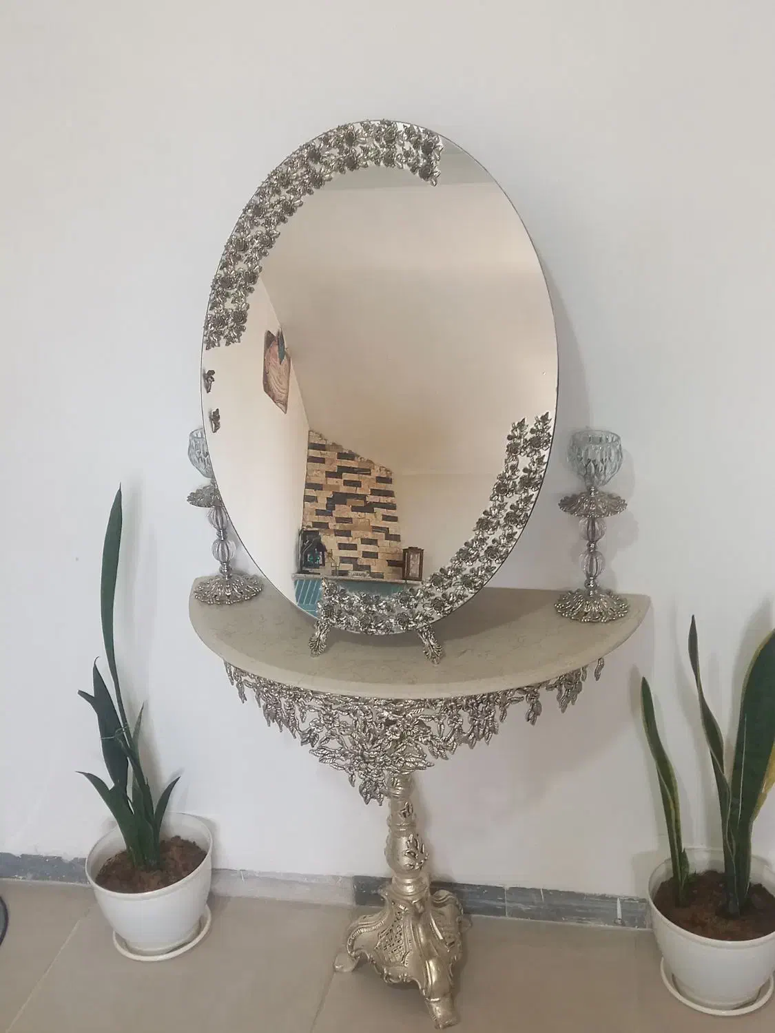 آیینه کنسول و شمعدان|بوفه، ویترین، کنسول|کاشان, زیارتی|دیوار