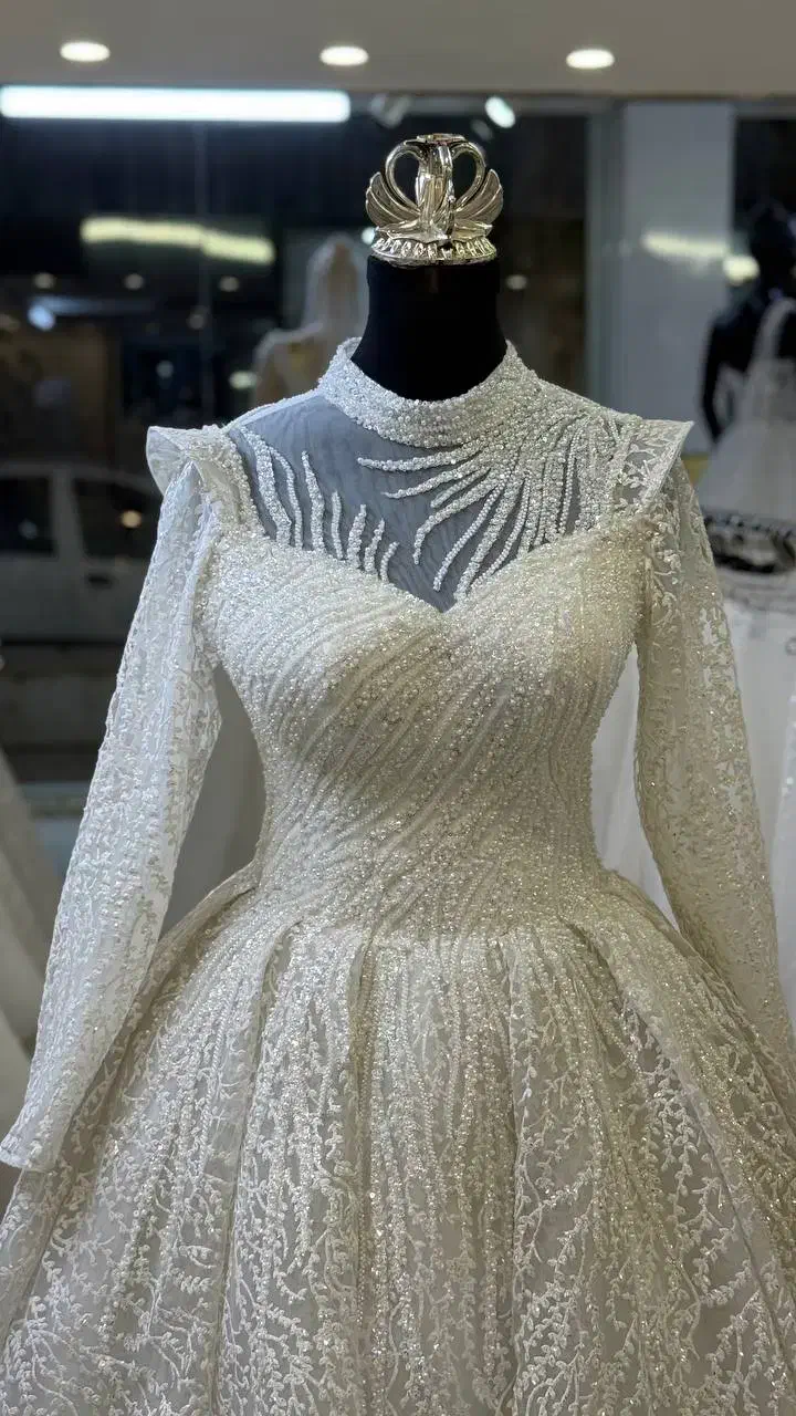 لباس عروس مدل عربی یقه ۳ سانت با دانتل وارداتی|لباس|گنبد کاووس, |دیوار