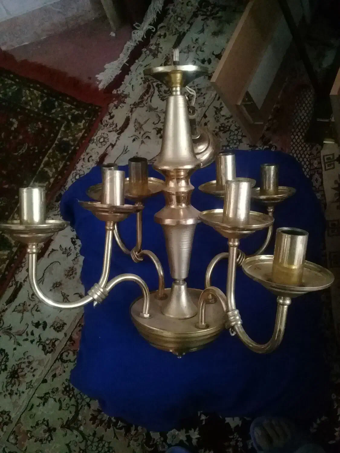 لوستر برنز 8 شعله اصل|لوستر و چراغ آویز|اردبیل, |دیوار