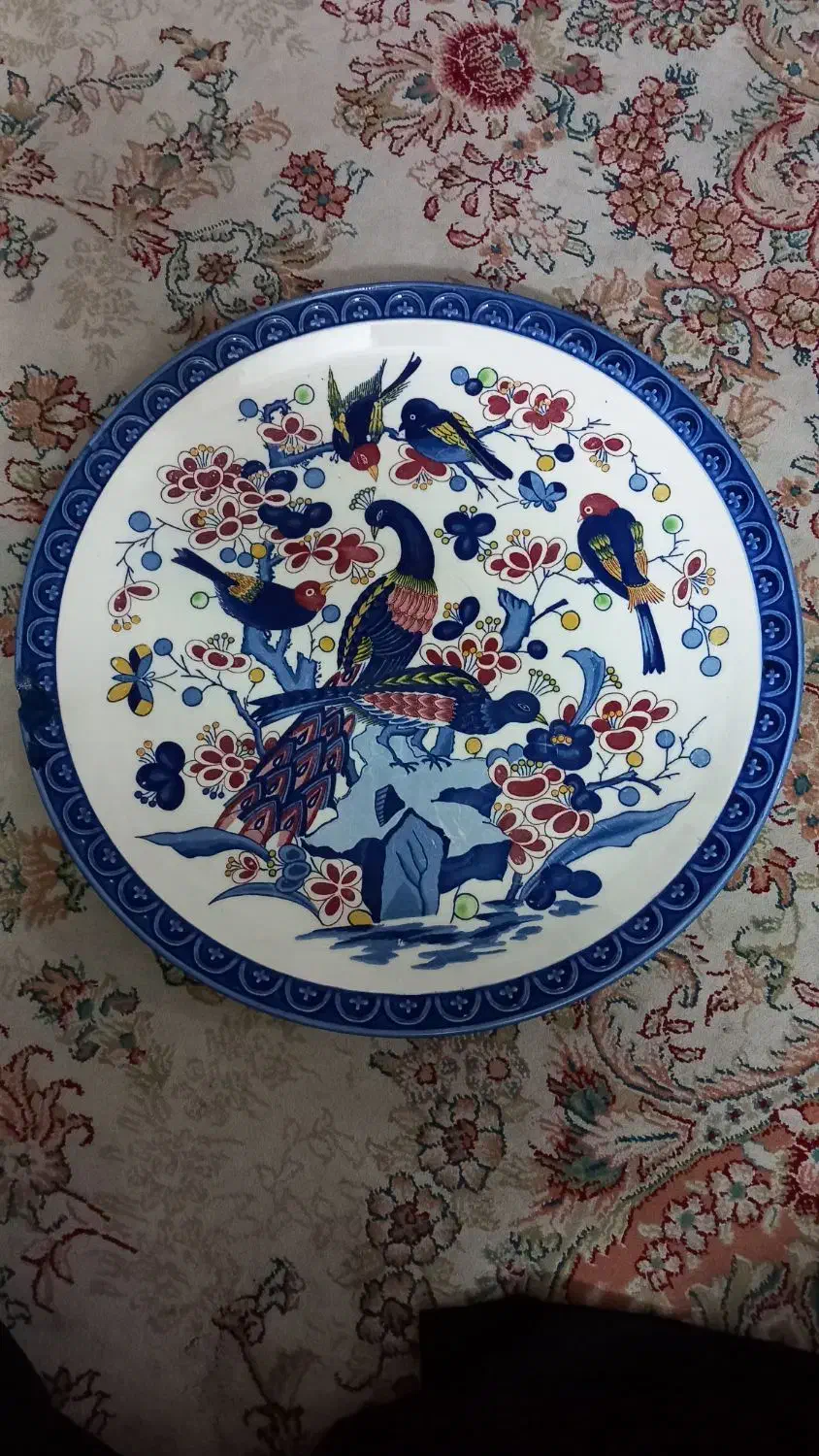 دیس بزرگ گل و بلبل خیلی قدیمی|کلکسیون اشیاء عتیقه|لاهیجان, انقلاب|دیوار