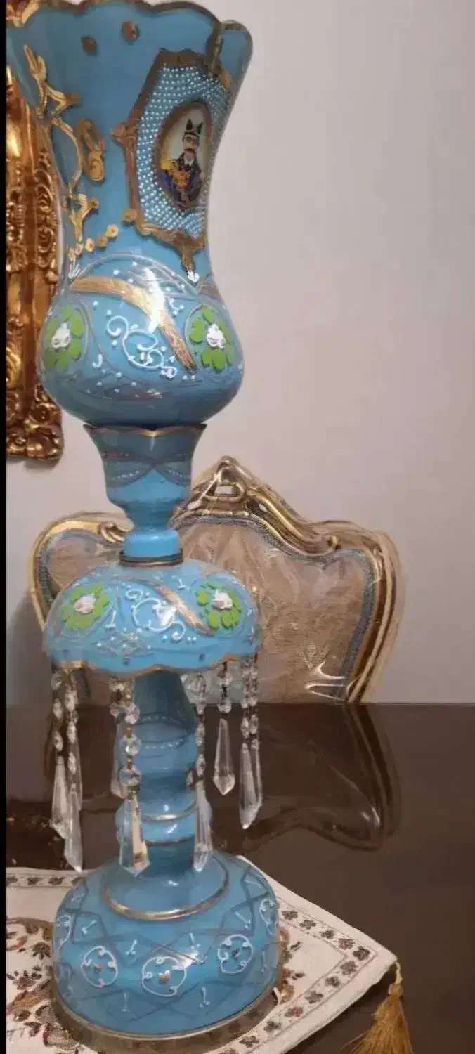 شمعدانی فیروزه ای|چراغ خواب و آباژور|مراغه, |دیوار