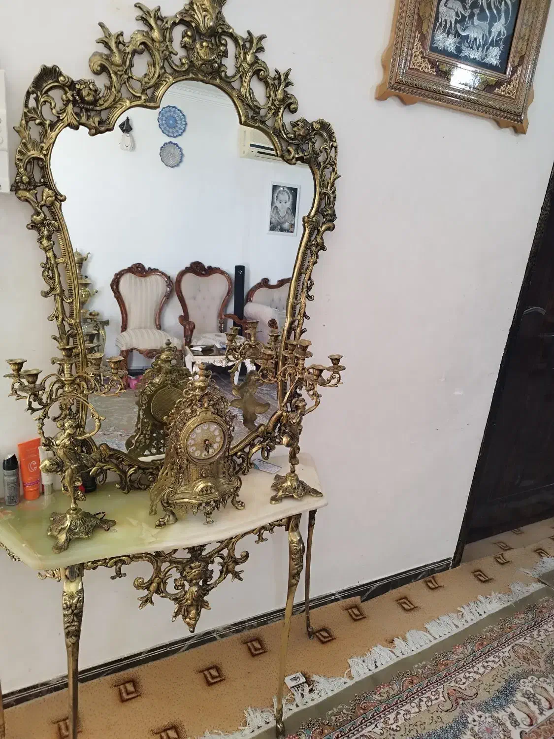 آینه شمعدان برنز|آینه|ایلام, |دیوار