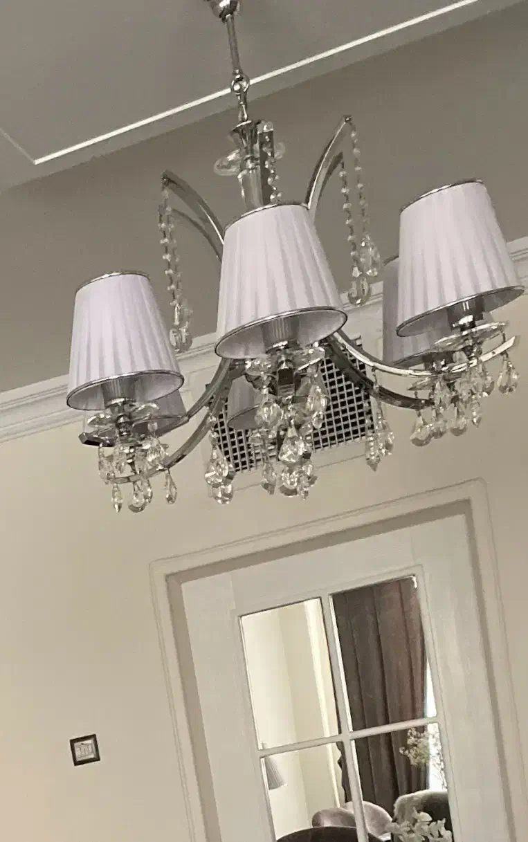 لوستر ۶ شاخه استیل کریستال|لوستر و چراغ آویز|تهران, تهرانپارس غربی|دیوار