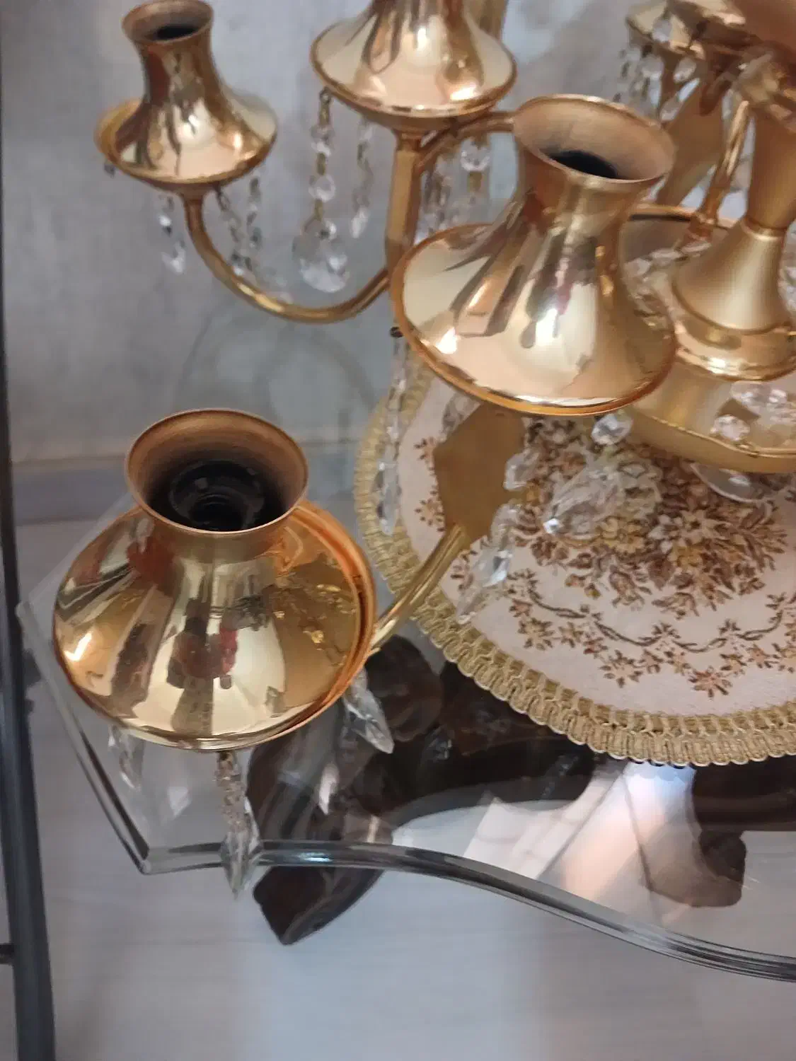 لوستر نورسازان  ۵شاخه ۱۰ شعله سالم دو عدد|لوستر و چراغ آویز|تبریز, |دیوار