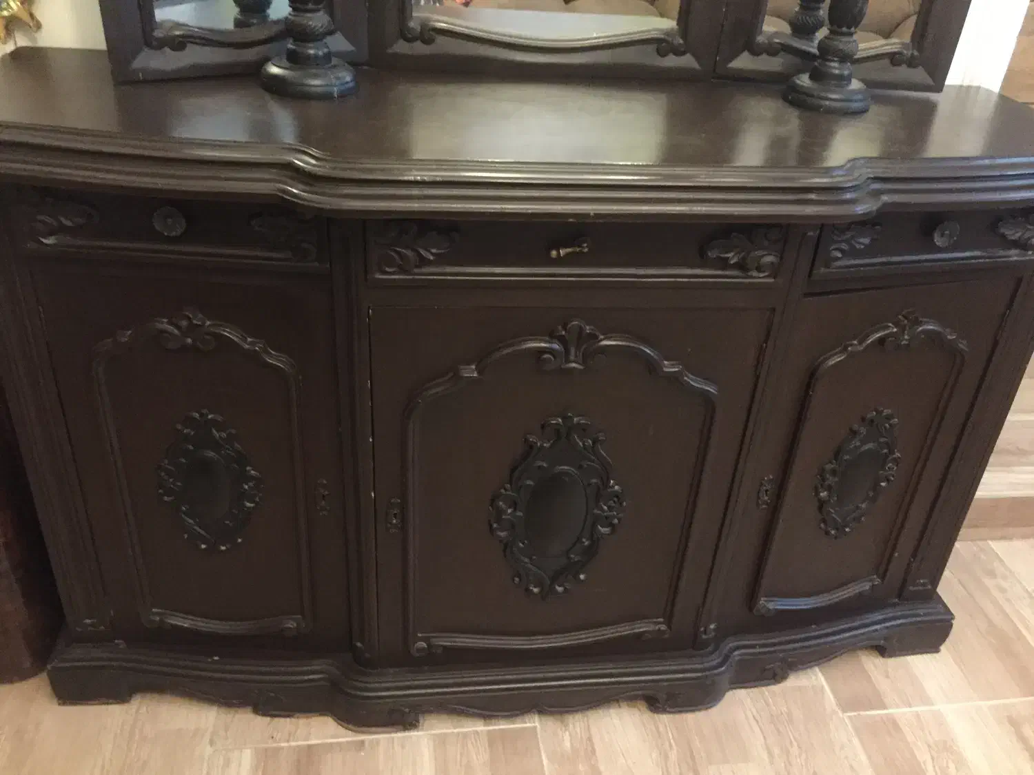 کنسول آینه دار چوب گردو|بوفه، ویترین، کنسول|نوشهر, |دیوار