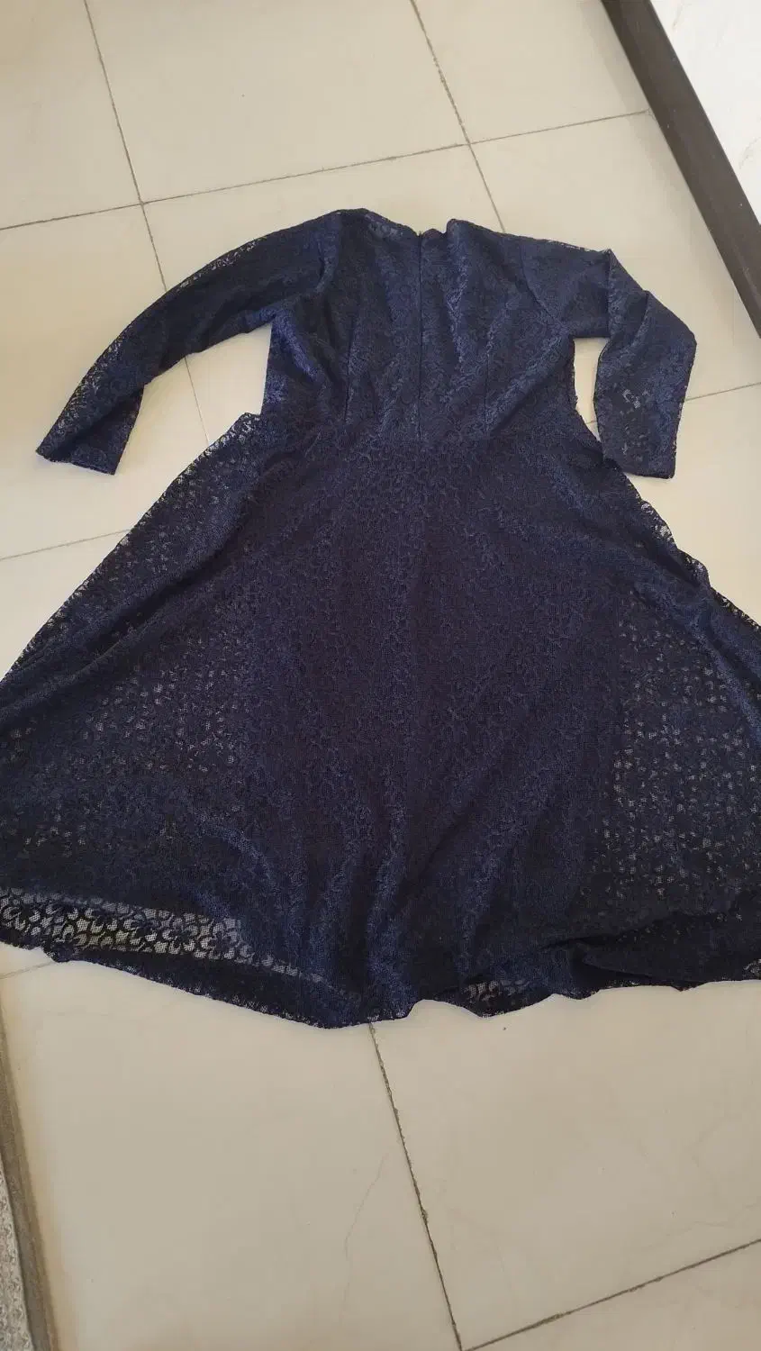 لباس مجلسی زنانه گیپور رنگ سورمه ای|لباس|فولادشهر, C7|دیوار