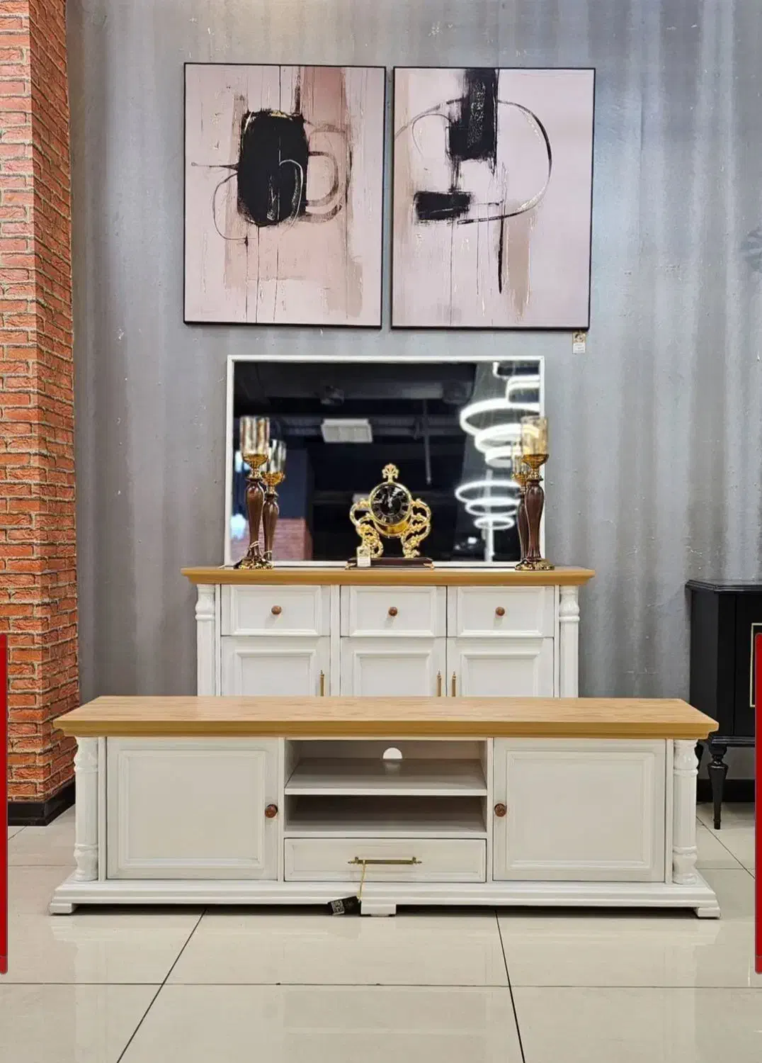 آینه کنسول مینیمال روکش چوب اینه کنسول میزتلویزیون|بوفه، ویترین، کنسول|ملایر, |دیوار