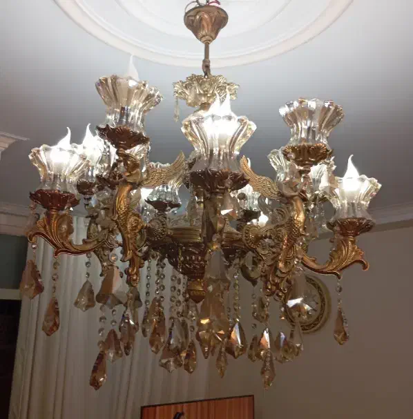 لوستر تمام برنز سنگین|لوستر و چراغ آویز|اسلام‌شهر, شهرک واوان|دیوار