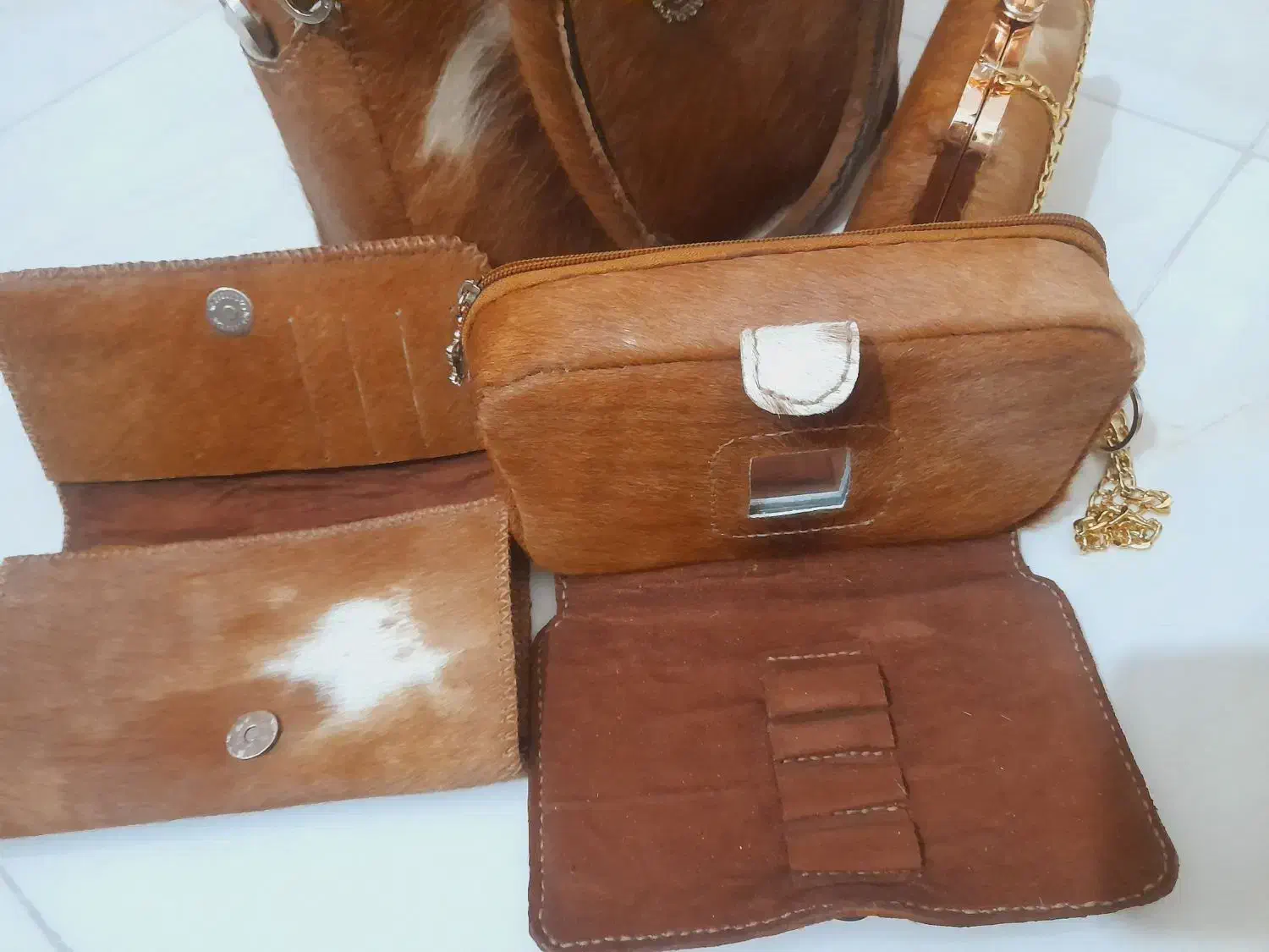 ست کیف چرم طبیعی دستدوز مناسب هدیه روز مادرونوعروس|کیف، کفش، کمربند|شیراز, شهرک آرین|دیوار