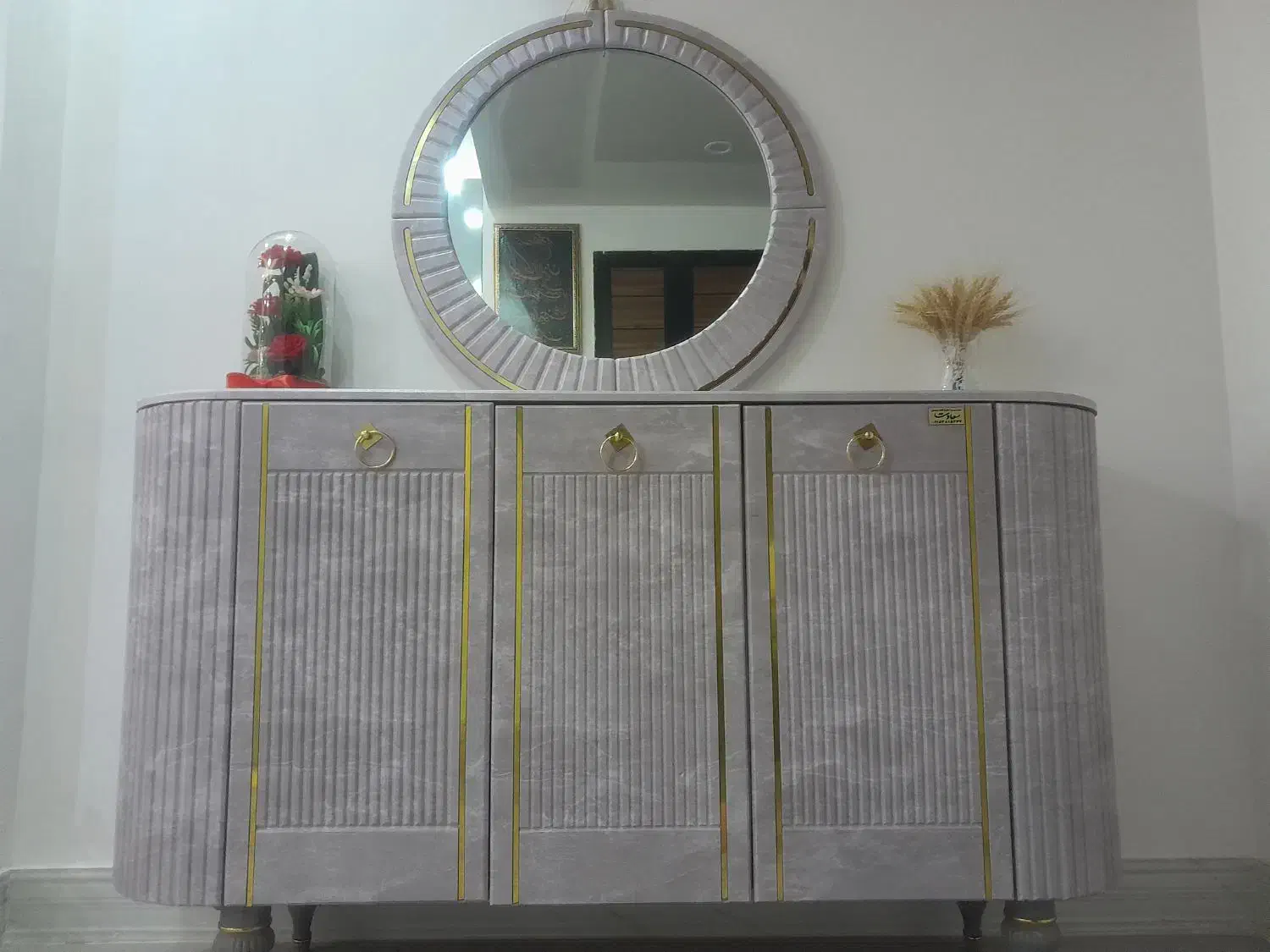 میز تلوزیون و اینه کنسول نو طوسی ‌طلایی|میز تلویزیون|چناران, |دیوار