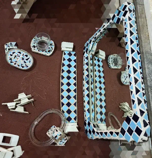 سرویس آینه دستشویی معرق کاری شده هنر دست|لوازم سرویس بهداشتی|همدان, |دیوار