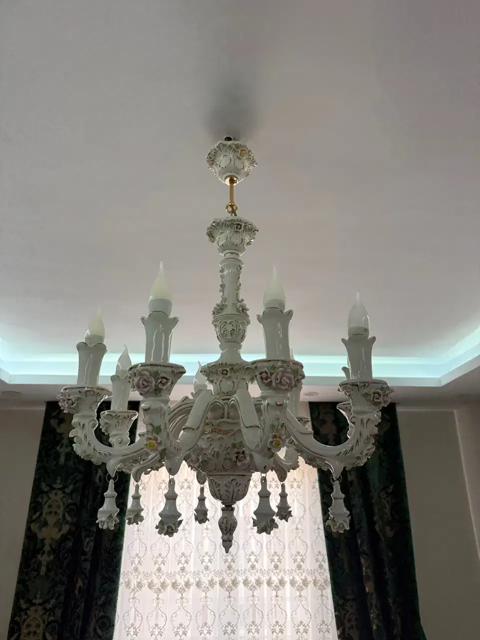 لوستر چینی آنتیک مدل گل برجسته یاس|لوستر و چراغ آویز|تهران, پونک|دیوار