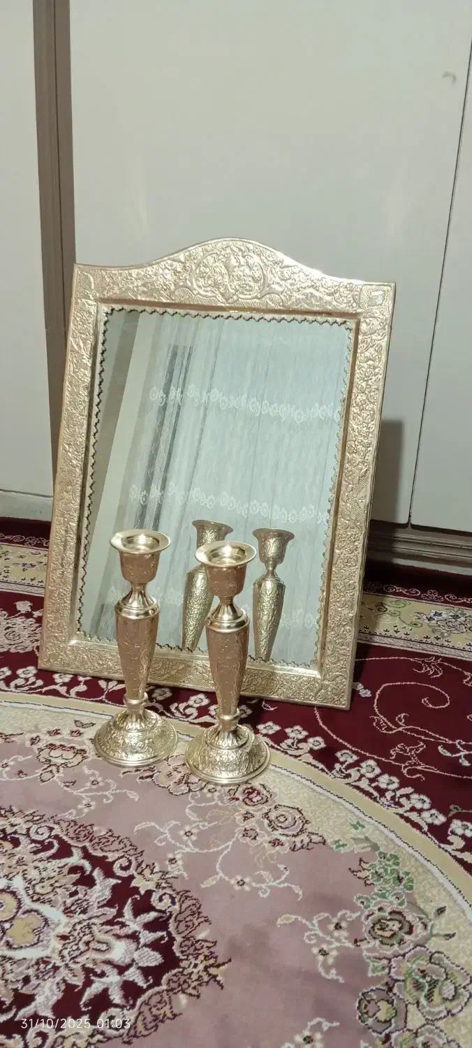 آینه و شمعدان|صنایع دستی و سایر لوازم تزئینی|اصفهان, شهرک کاوه|دیوار