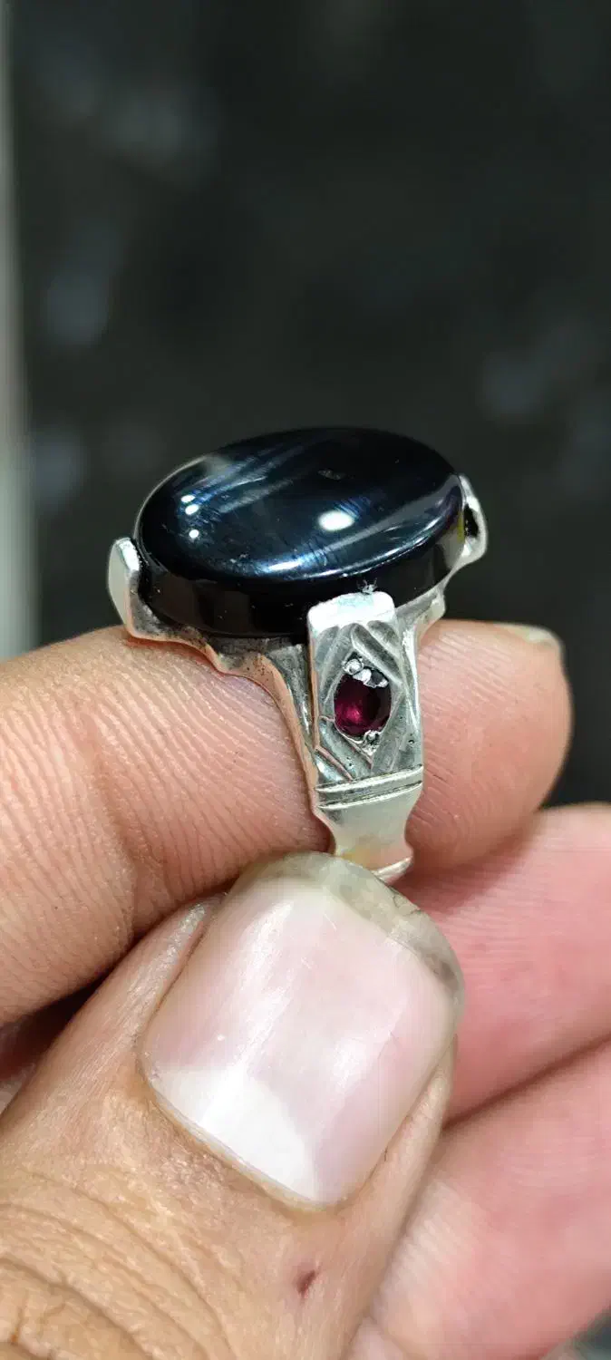 انگشتر نقره دستساز عقیق سیاه(اونیکس)|جواهرات|اصفهان, شفق|دیوار