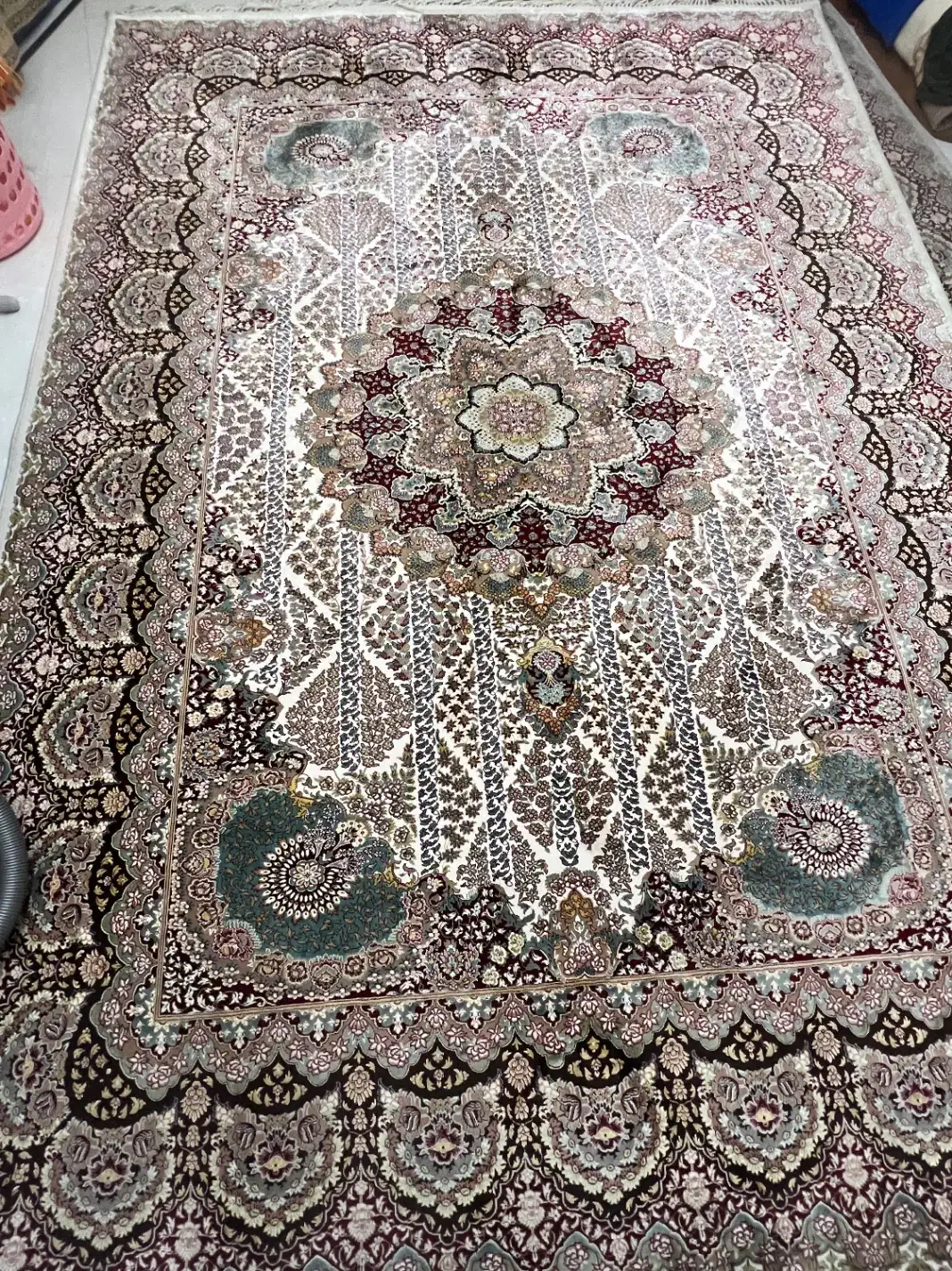 یک جفت فرش ماشینی ابریشم|فرش|کرمان, |دیوار