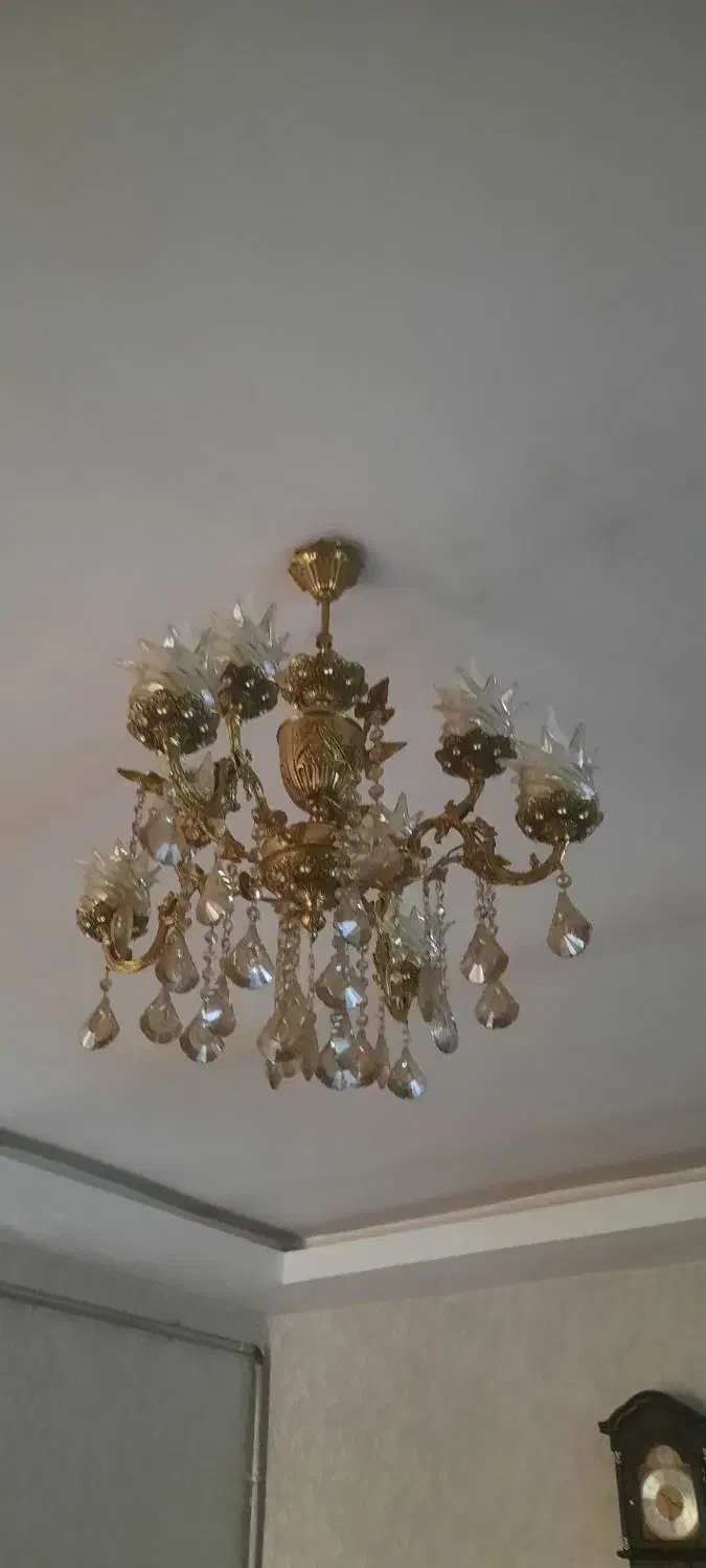 لوستر برنز 8شاخه لاله عباسی|لوستر و چراغ آویز|خوی, |دیوار