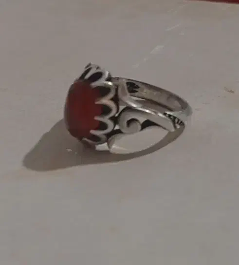 انگشتر نقره نگین عقیق یمن رگه دار رکاب دست با امضا|جواهرات|اصفهان, کلمان|دیوار