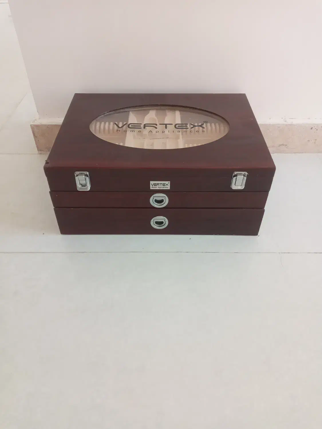 جعبه چوبی سرویس قاشق چنگال|ظروف سرو و پذیرایی|گناباد, |دیوار