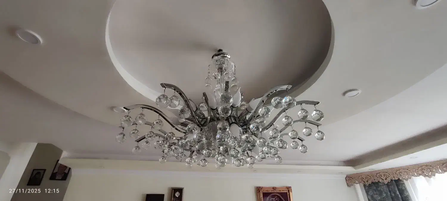 لوستر استیل کریستالی اصل سنگین ۲۲ شعله|لوستر و چراغ آویز|ارومیه, |دیوار