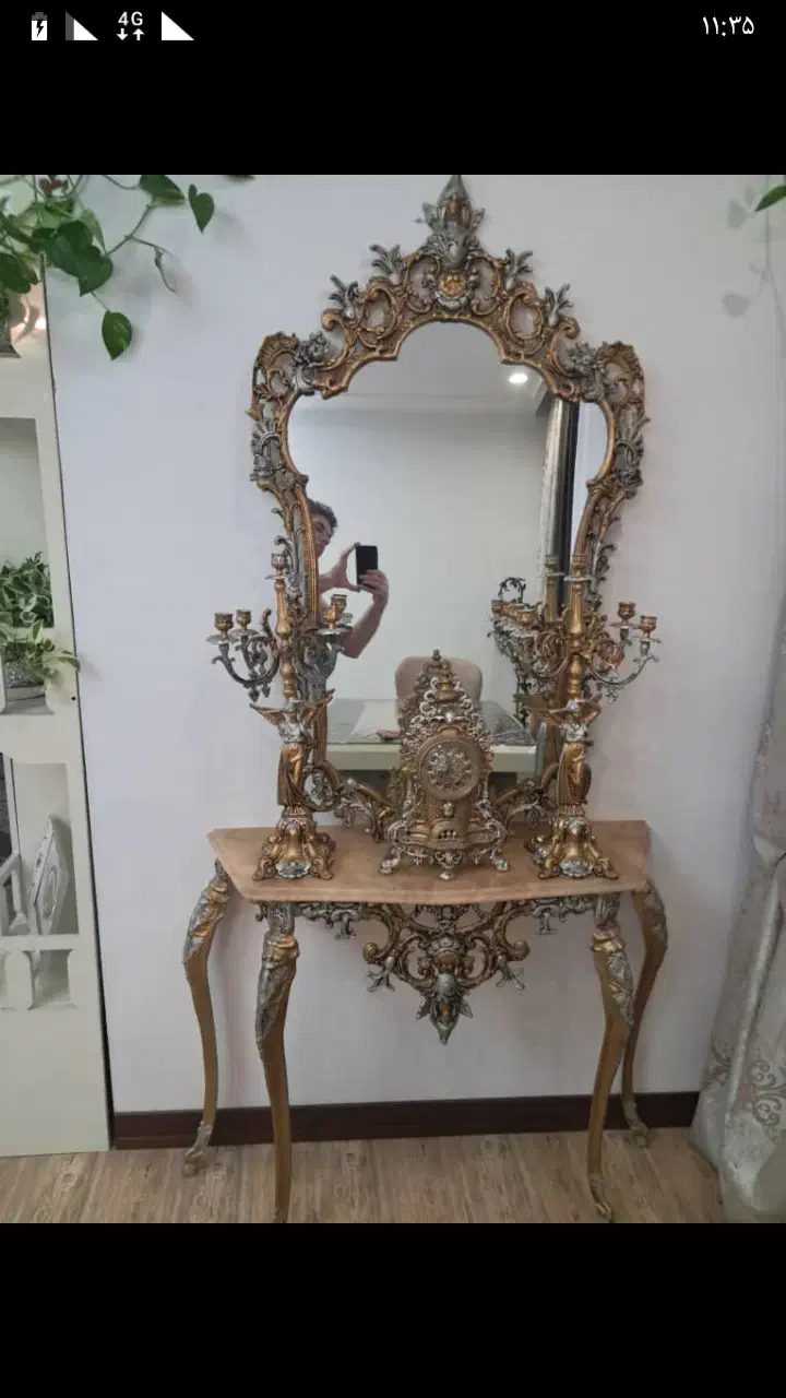 آینه شمعدان وآباژور ومیزتلفن وتابلوچوبی|کلکسیون اشیاء عتیقه|قدس, شهرقدس|دیوار