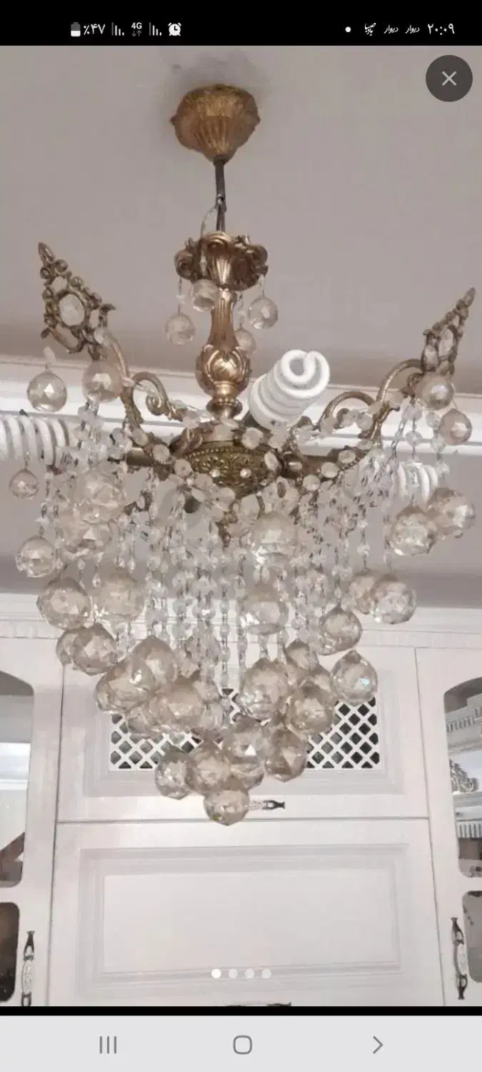 لوستر برنز و تابلو فرش ماشینی|لوستر و چراغ آویز|اراک, |دیوار