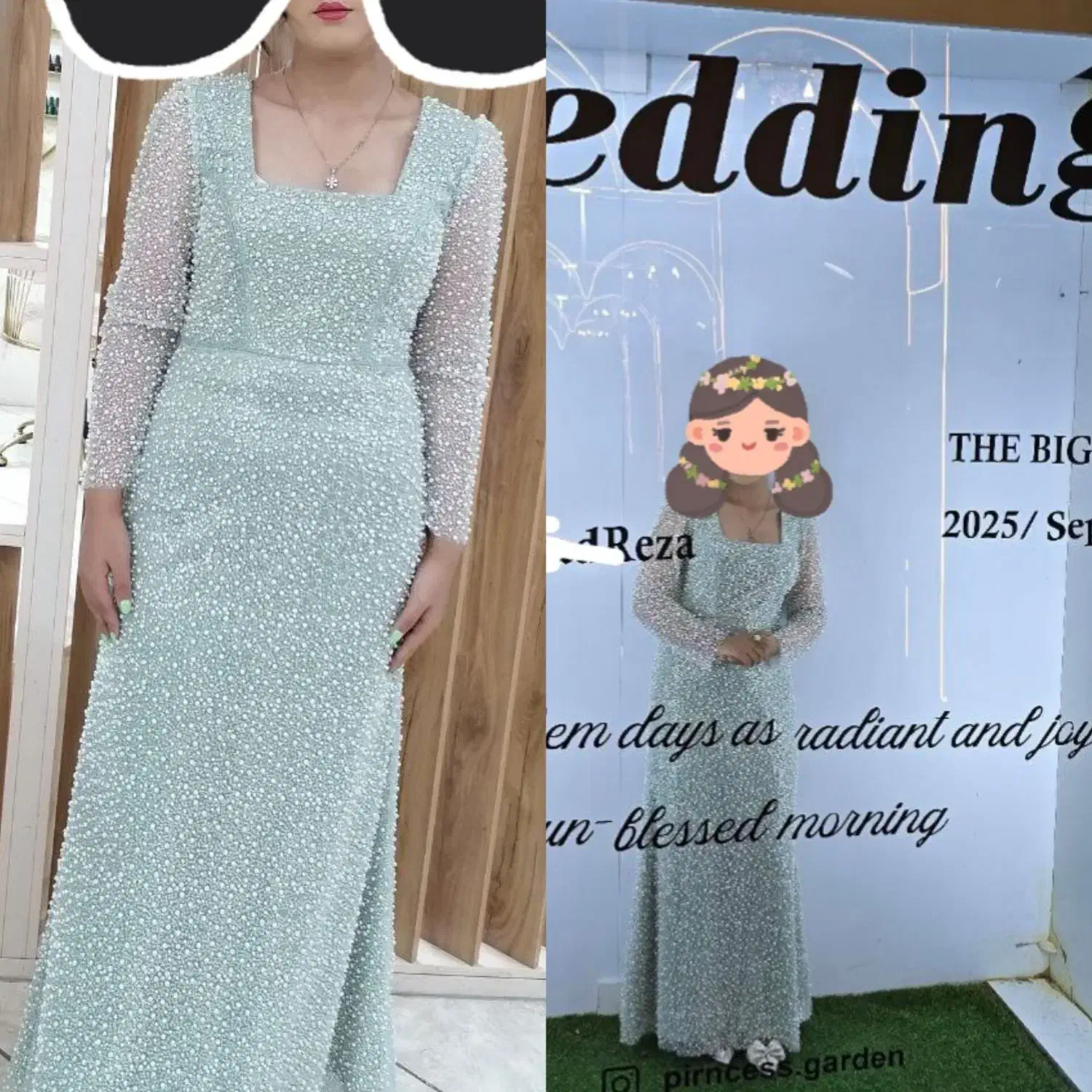 فروش لباس مجلسی شیک جسمیکو مرواریدی درشت پر کار|لباس|ارزوئیه, |دیوار