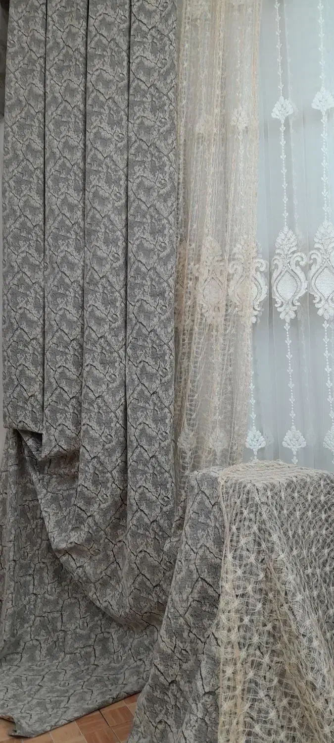 پنل های پرده نو طرح سنگی با سایه گیپور|پرده، رانر، رومیزی|تهران, دولاب|دیوار