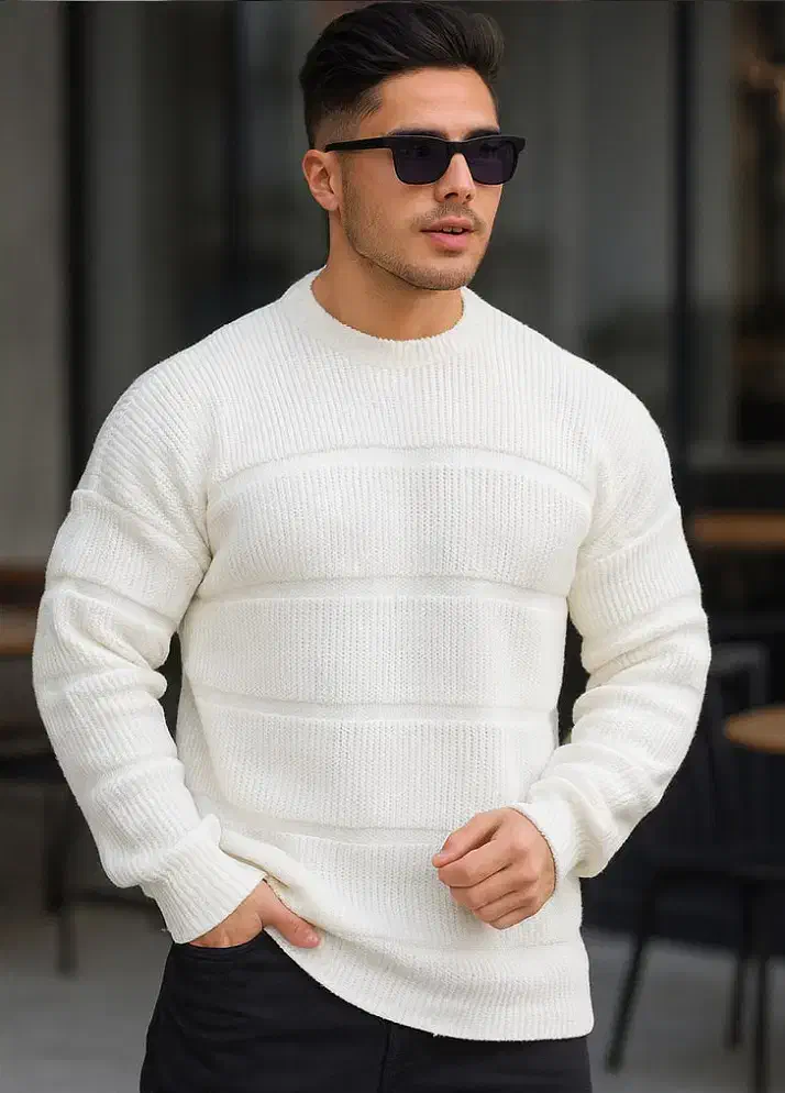 پلیور بافت مردانه یقه گرد مدل arman- سفید|لباس|رشت, پل تالشان|دیوار