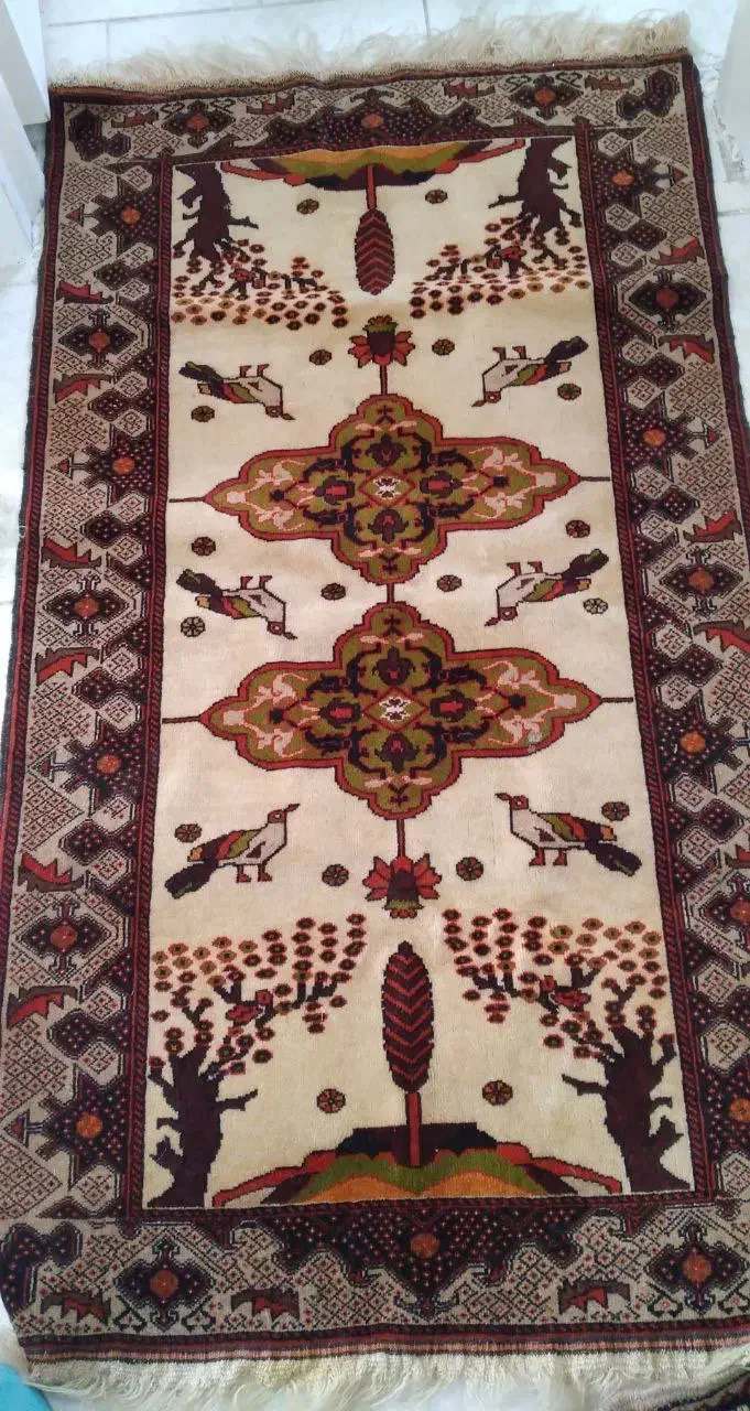 ونج نخته فرش دستباف گل برجسته 3بعدی قدیمی و سالم|فرش|پرند, فاز ۶|دیوار