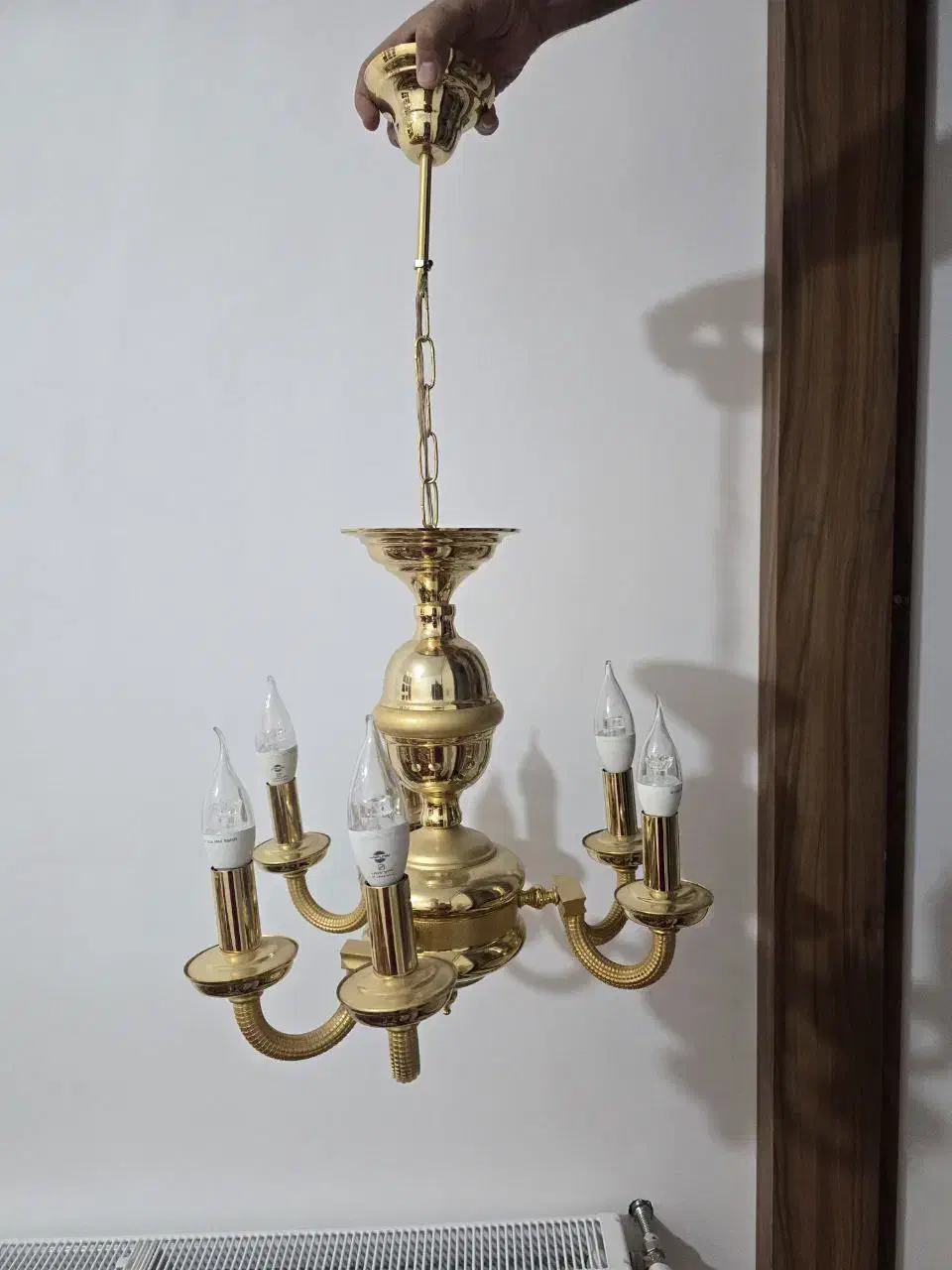 لوستر ۶ شاخه برنجی|لوستر و چراغ آویز|سمنان, |دیوار