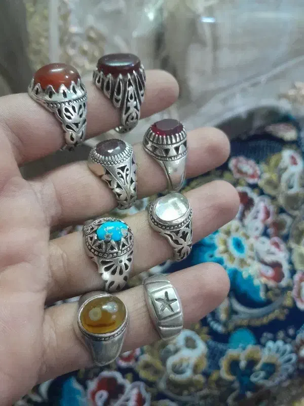 انگشتر نقره عقیق یمنی ویاقوت معدنی|جواهرات|بیرجند, |دیوار