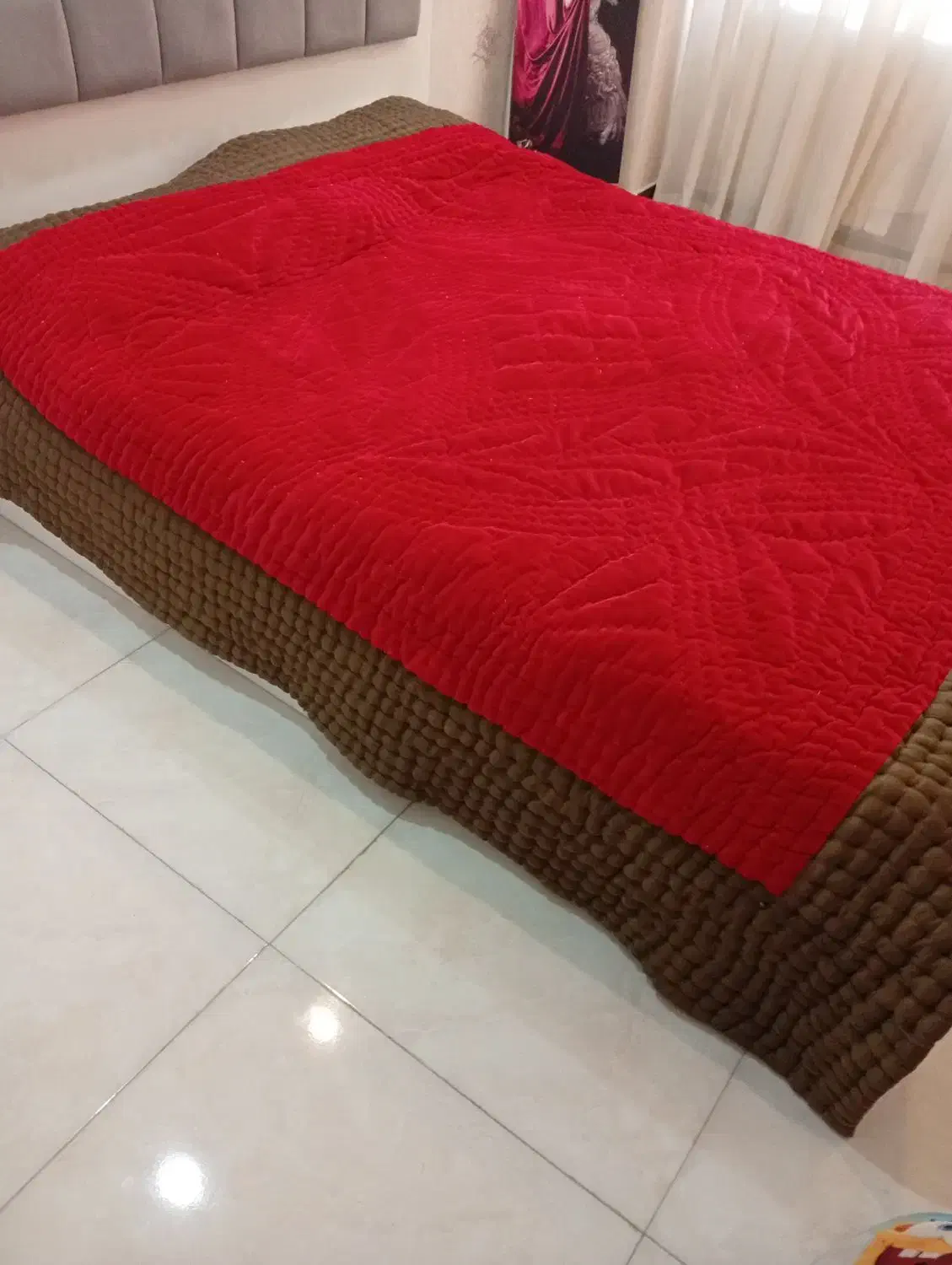 لحاف کرسی پنبه ای مخمل قرمز|رختخواب، بالش، پتو|تهران, شیوا|دیوار