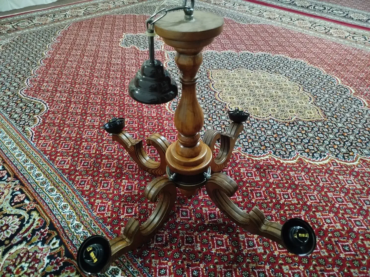 لوستر چوبی چهار شاخه..|لوستر و چراغ آویز|کرمانشاه, |دیوار