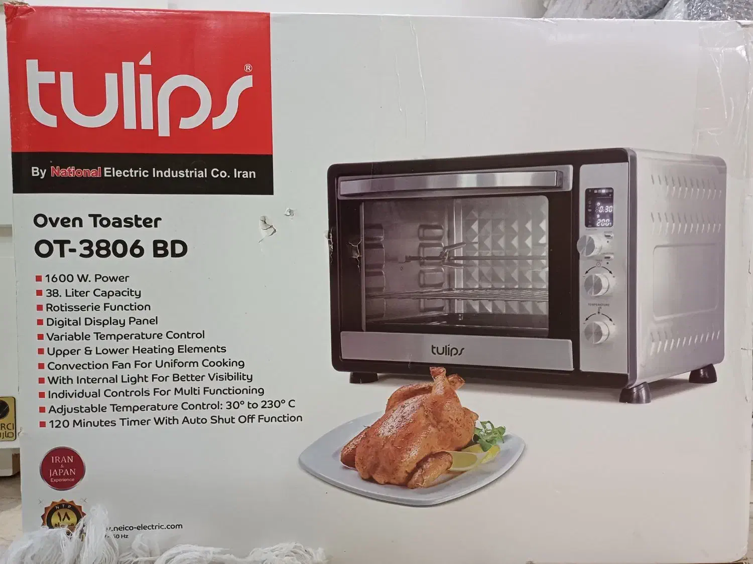 آون تستر تولیپس مدل OT-3806 BD|اجاق گاز و لوازم برقی پختوپز|تهران, سازمان آب|دیوار