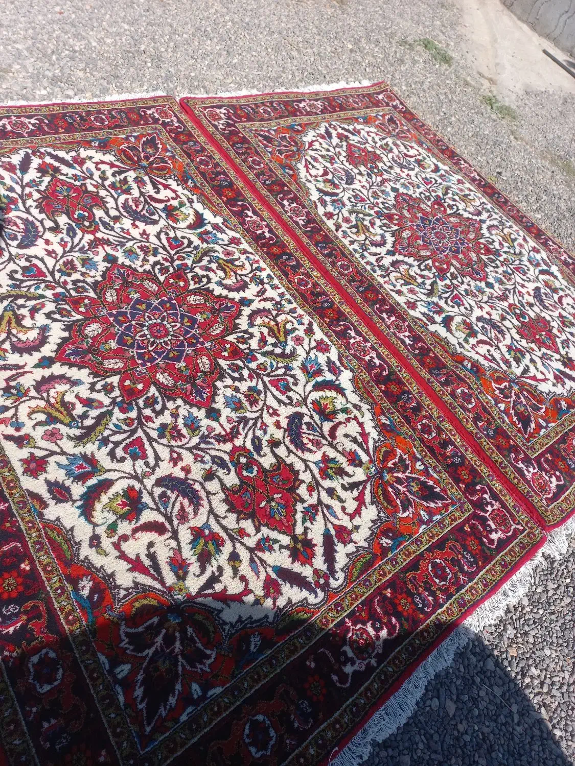 یه جفت فرش دستباف ۶متری زمینه کرم تاجری|فرش|تبریز, |دیوار