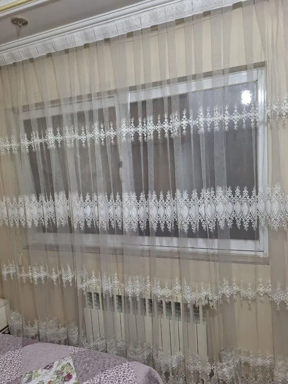 پرده تور دانتل شاین دار ترک|پرده، رانر، رومیزی|ساری, |دیوار