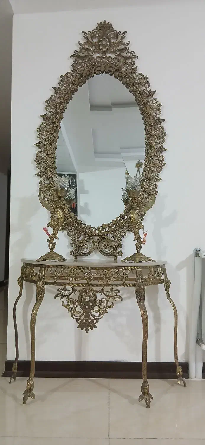 آینه و کنسول برنز|بوفه، ویترین، کنسول|کرمانشاه, |دیوار