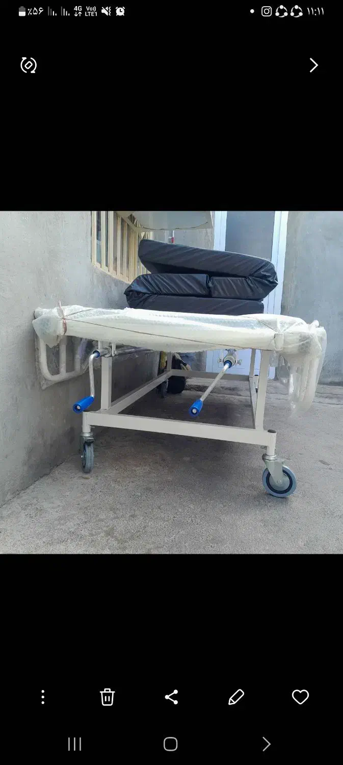 تخت بیمارستانی صفر با تشک چرمی- دوشکن دسته آبی|پزشکی|شاهین دژ, |دیوار