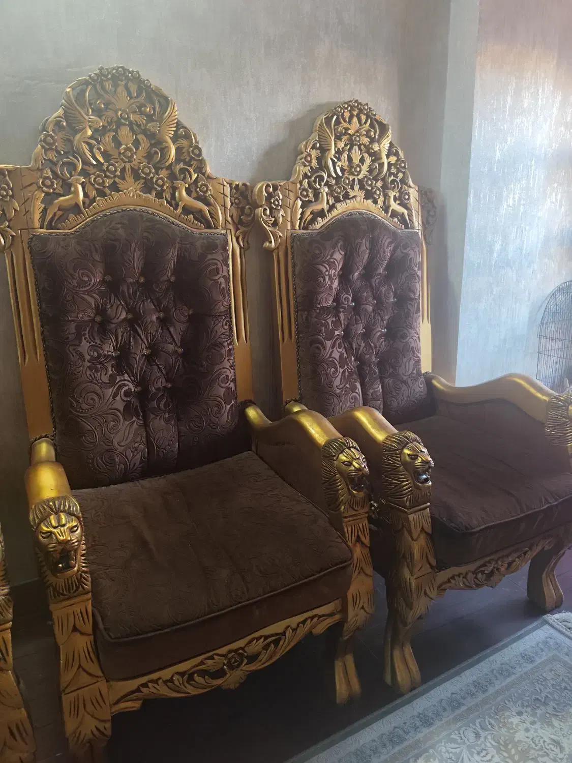 مبل سلطنتی 9 نفره کله شیری چوب راش|مبلمان خانگی و میز عسلی|زیباشهر, |دیوار