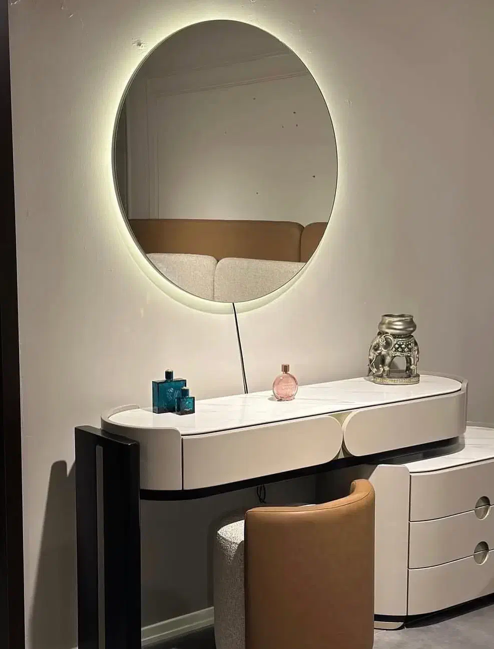 آینه گرد قطر ۱۰۰ و ۹۰ سندبلاست لمسی|آینه|ساری, |دیوار