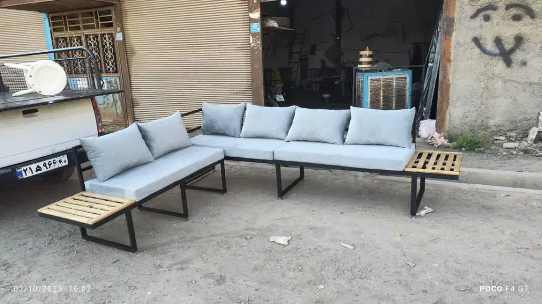 صندلی ال مبل باغی 7 نفره ویلایی و چتر سایبان|مبلمان خانگی و میز عسلی|خاوران, |دیوار