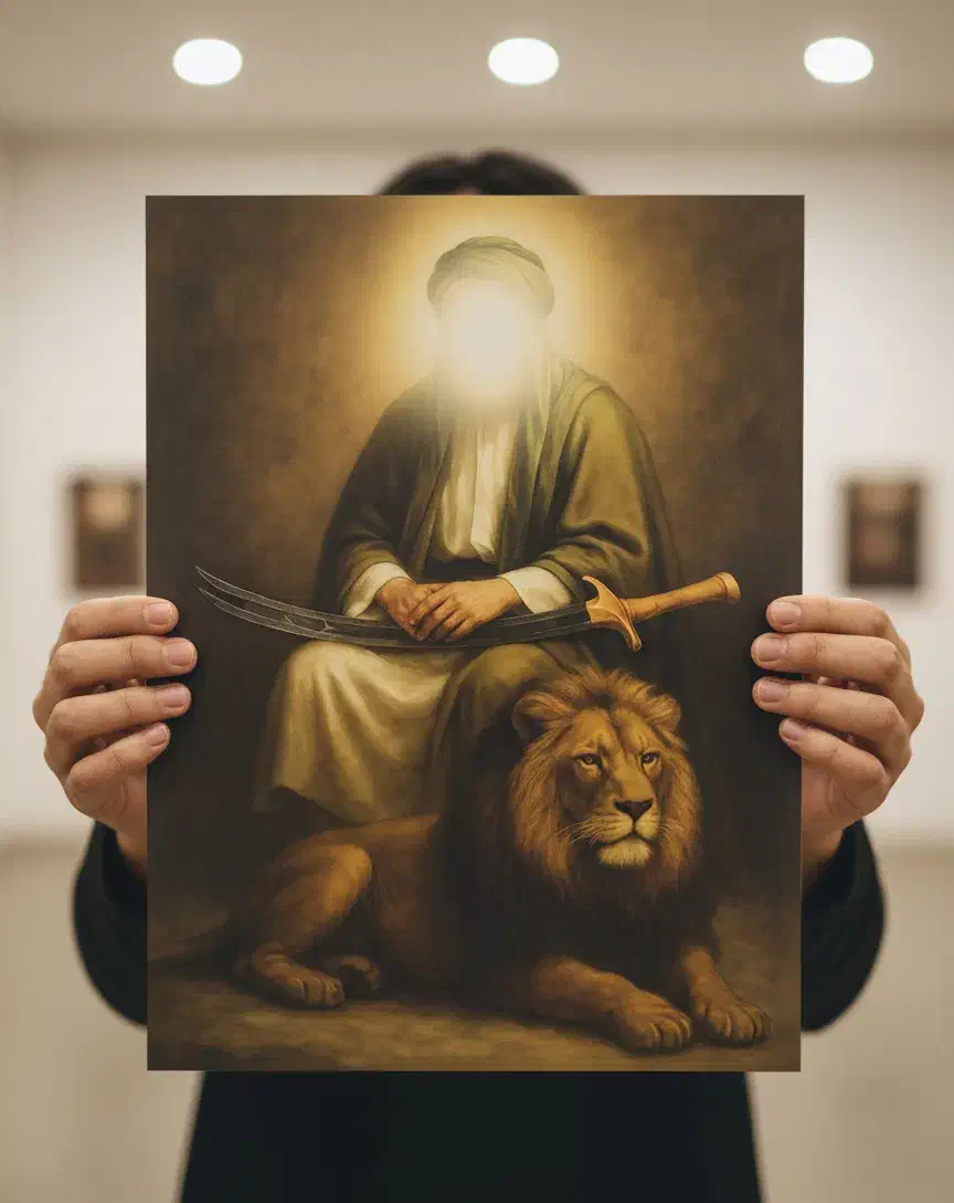 تابلوی تمثال امام علی علیه السلام|تابلو، نقاشی، عکس|قم, پردیسان|دیوار