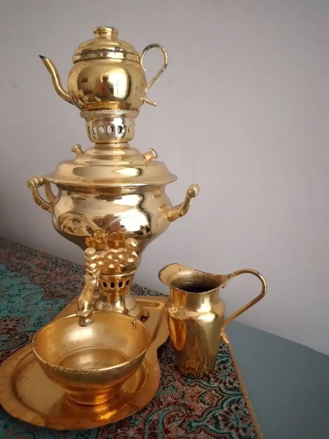 سماور برنجی کوچک|سماور، چای‌ساز، قهوه‌ساز|تهران, استاد معین|دیوار