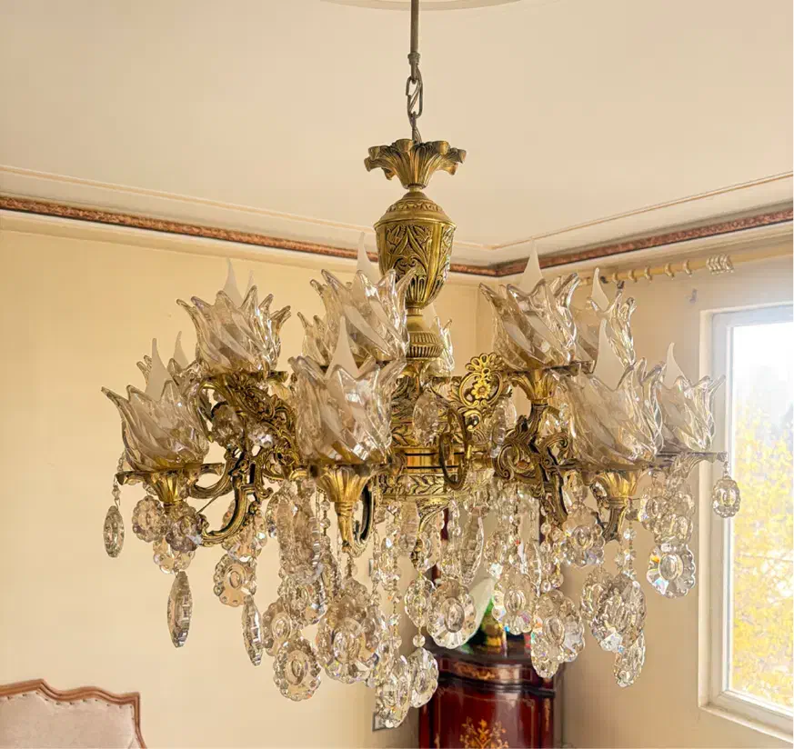 *2*لوستر برنج ۱۶ شعله|لوستر و چراغ آویز|محمدیه-قزوین, |دیوار