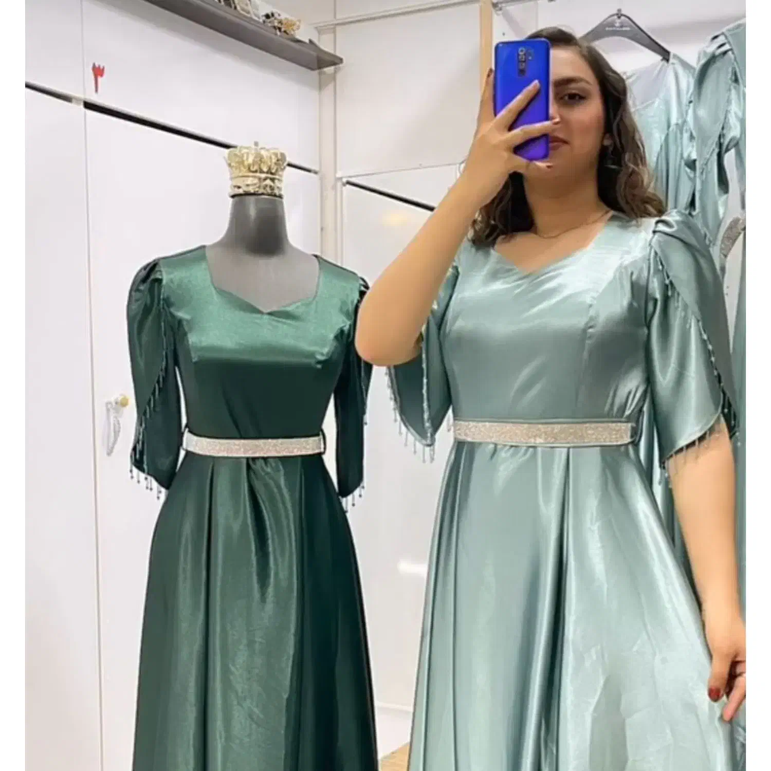 لباس مجلسی قواره دار ساتن سایز 48تا38|لباس|نجف‌آباد, ریاضی|دیوار