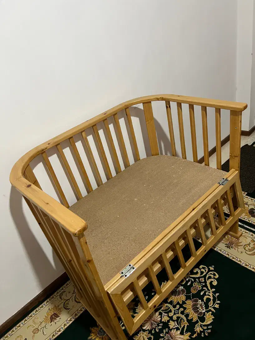 تخت کنار مادر با چوب نایاب سُر(زرین)محافظ دار کودک|تخت و سرویس خواب|چالوس, |دیوار